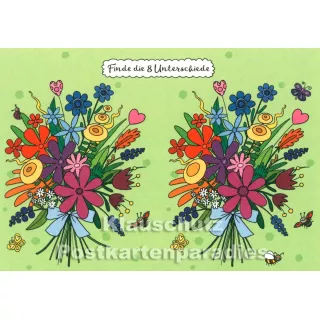Blumenstrauß - Finde die 8 Unterschiede - SkoKo Postkarte