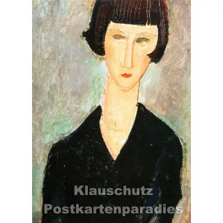 Femme en robe noire - Tushita Kunstpostkarte von Amedeo Modigliani