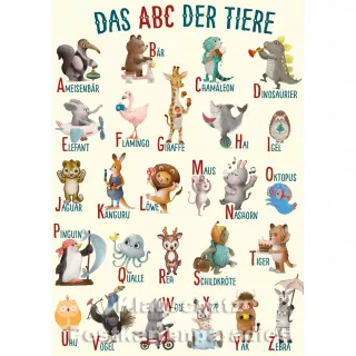 Lustige Kinder Postkarte vom Postkartenparadies | Das ABC der Tiere
