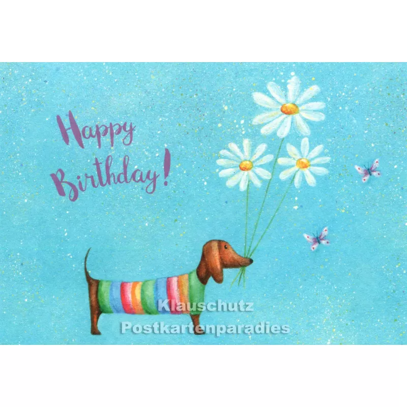 Happy Birthday - Dackel Geburtstagskarte von SkoKo
