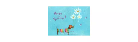 Happy Birthday - Dackel - Geburtstagskarte