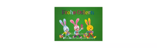 Frohe Ostern | Bunte Hasen | Postkarte