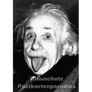 Taurus Foto Postkarte | Albert Einstein mit herausgestreckter Zunge