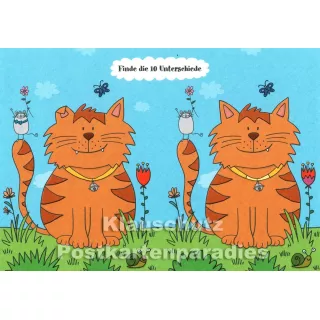 Katzen - Finde die 10 Unterschiede - SkoKo Wimmelbild Postkarte
