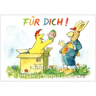 Peter Gaymann Postkarten | Osterhase und Huhn - Für Dich!
