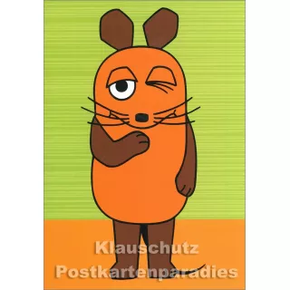Die Maus (vom WDR) zwinkert - Postkarte