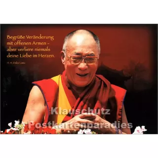 Dalai Lama - Begrüße Veränderung | spirituelle Postkarte von Tushita