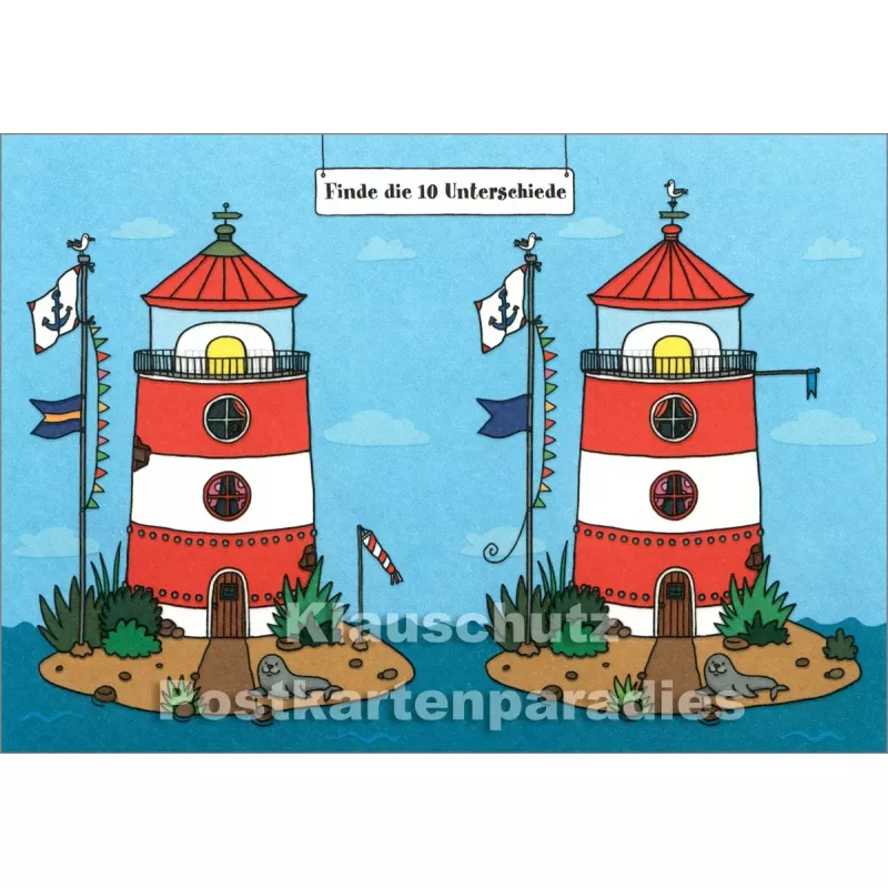 Leuchttürme - Finde die 10 Unterschiede - SkoKo Wimmelbild Postkarte