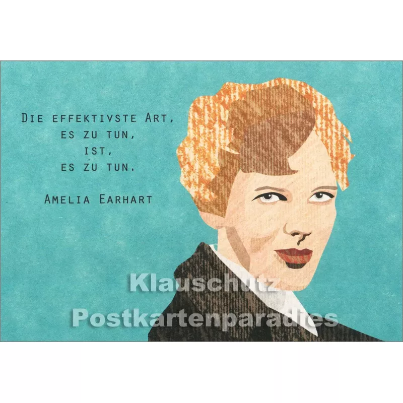 Holzschliffpappe Zitat Postkarte von Studio Blankensteyn | Amelia Earhart