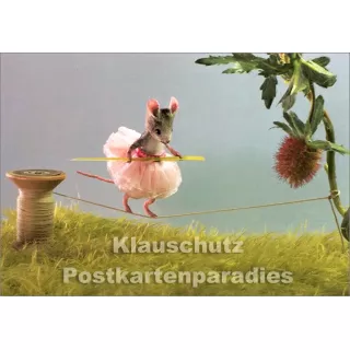 Kinder Postkarte von Bizarr - Maus Akrobatin
