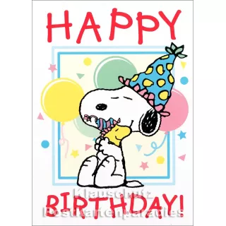 PEANUTS - Happy Birthday  | Postkarte zum Geburtstag mit Snoopy und Woodstock