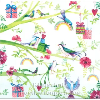 Vögel und Geschenke - quadratische Taurus Postkarte