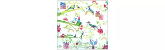 Vögel und Geschenke | Quadratische Postkarte