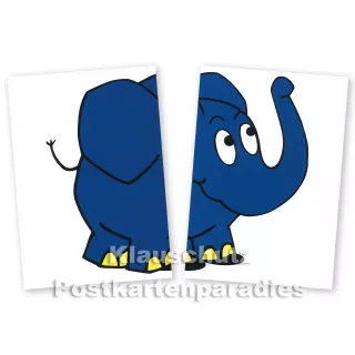 Der blaue Elefant (vom WDR) - Postkarte - Starschnitt 1 + 2
