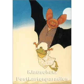 Wolf Erlbruch Postkartenbuch 'Freunde' - Postkarte Fledermaus