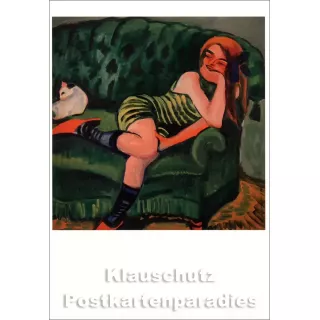 Kunst Postkarte von Max Pechstein | Das grüne Sofa (1910)