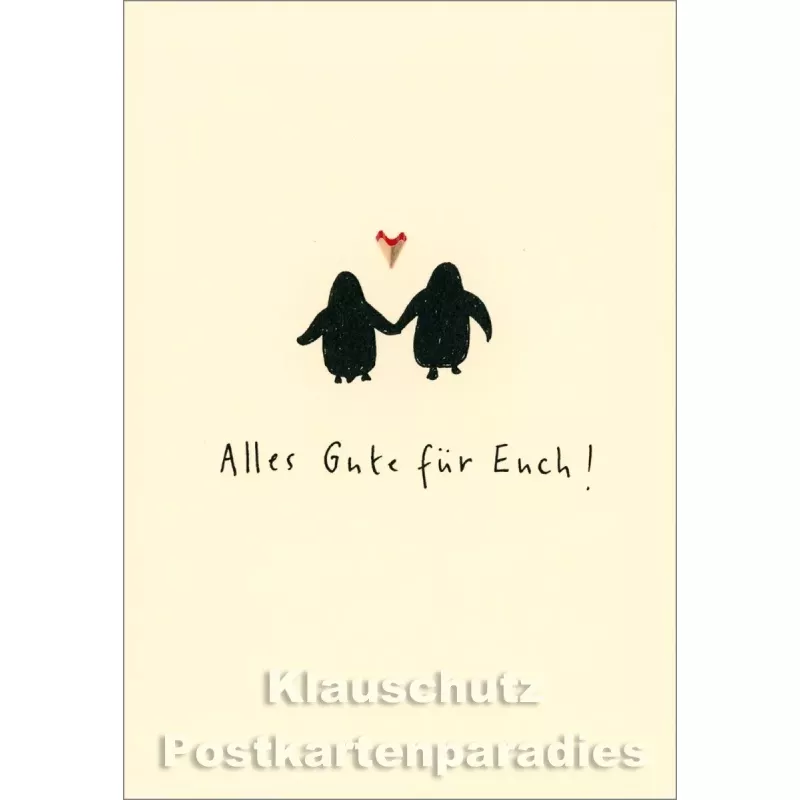 Buntstift Spitzer Doppelkarte zur Hochzeit von Discordia - Alles Gute für Euch - Pinguine