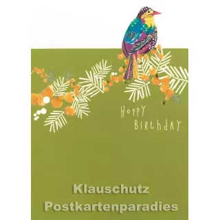 Discordia Doppelkarte zum Geburtstag mit Metallic-Lackierung | Bunter Vogel