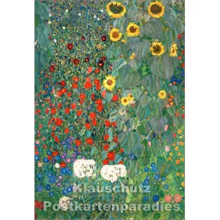 Kunst Doppelkarte | Gustav Klimt | Garten mit Sonnenblumen