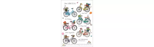 Bunte Fahrräder | Geburtstag Doppelkarte