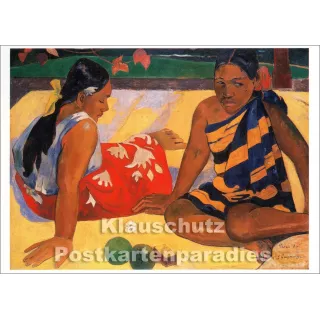 Paul Gauguin Kunstkarte | Zwei Frauen auf Tahiti (1892)