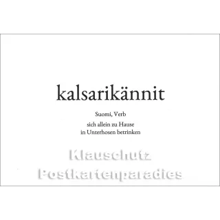 Wortschatzkarte | Kalsarikännit | Suomi | sich allein zu Hause in Unterhosen betrinken