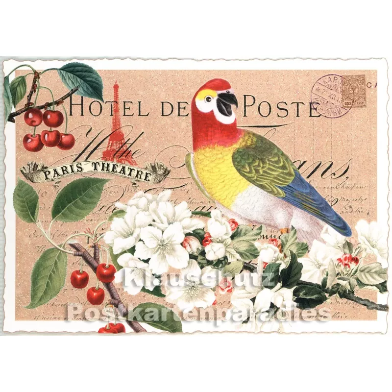 Retro Glitterkarte aus der Edition Tausendschön | Papagei