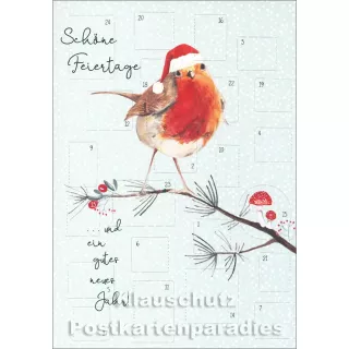 Doppelkarte Weihnachten von Discordia - Adventskalender - Rotkehlchen
