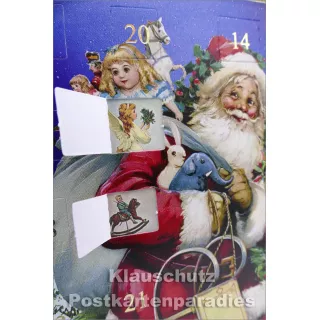 ActeTre Doppelkarte Adventskalender - Nikolaus mit Geschenken - Detailansicht mit geöffneten Türchen