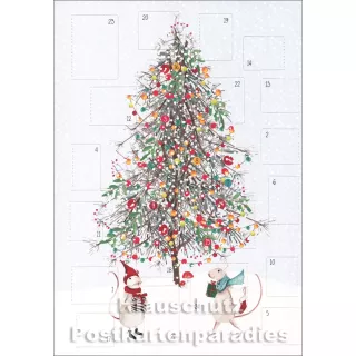Doppelkarte Weihnachten von Discordia - Adventskalender - Mäuse Weihnachtsbaum