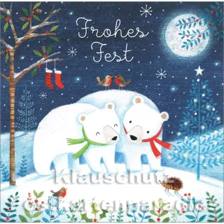 Quadratische Postkarte zu Weihnachten von SkoKo - Eisbären Weihnachten