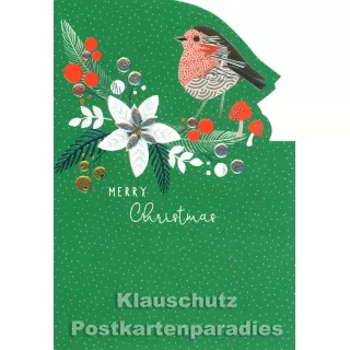 Discordia Doppelkarte zu Weihnachten mit Metallic-Lackierung | Bunter Vogel