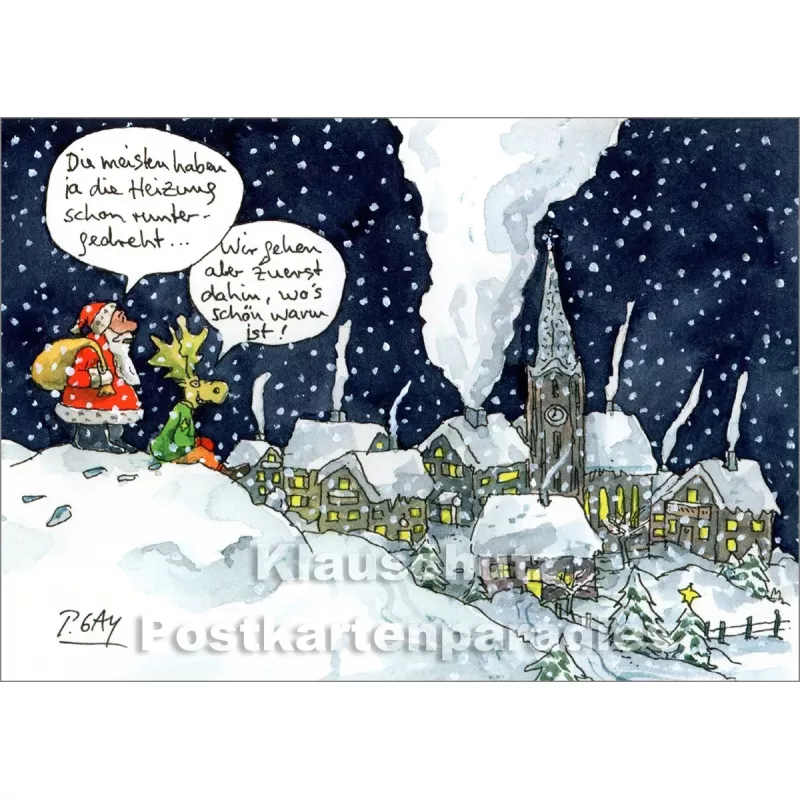 Heizung runtergedreht | Weihnachtskarte von Peter Gaymann