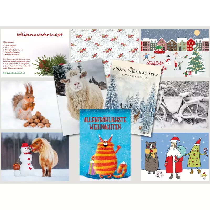 Weiße Weihnachten - Postkarten Sparset mit 10 Weihnachtskarten