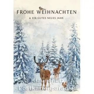 Weiße Weihnachten - Postkarten Sparset - Tiere im Winterwald