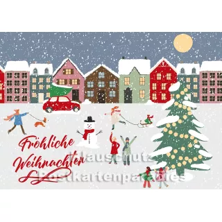 Weiße Weihnachten - Postkarten Sparset - Stadt im Schnee