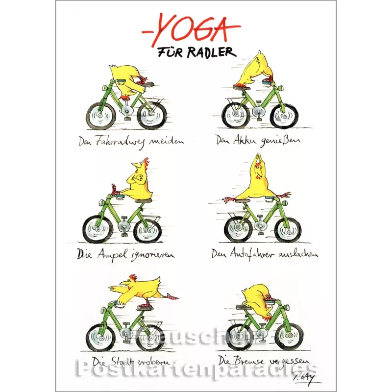 Yoga für Radler - Peter Gaymann Postkarte