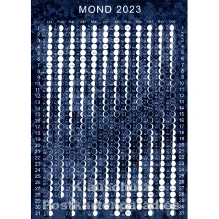 Neu- und Vollmondzeiten - A2 Poster mit allen Mondphasen des aktuellen Jahres.