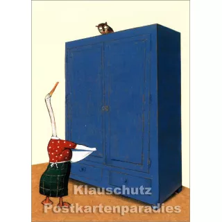 Postkarte von Wolf Erlbruch aus dem Peter-Hammer-Verlag - Schürzensprung