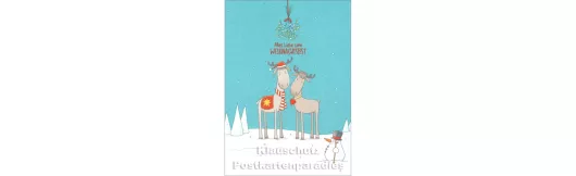 Elche und Schneemann | Weihnachtskarte