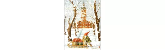 Wichtel mit Äpfeln | Inge Löök Weihnachtskarte