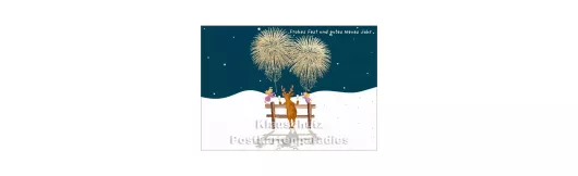 Elch, Engel, Feuerwerk | Cityproducts Weihnachtskarte