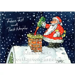 Frohes Fest und Prost Neujahr | Peter Gaymann Weihnachtskarte