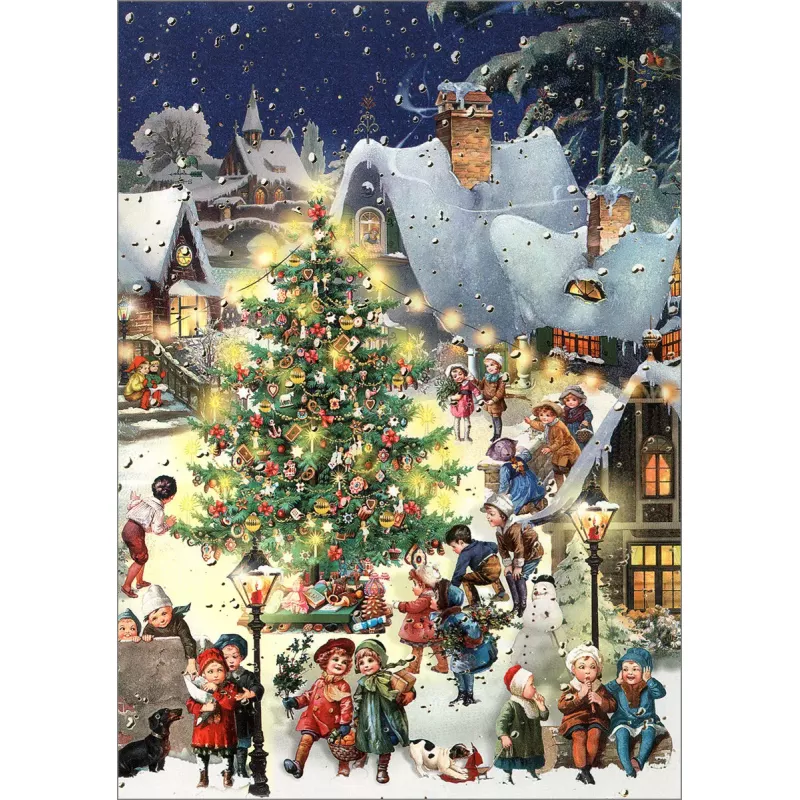 ActeTre Weihnachten Doppelkarte mit Glitter - Leuchtender Weihnachtsbaum