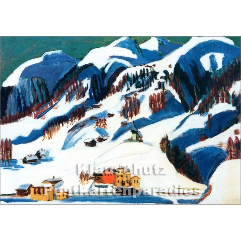 Ernst Ludwig Kirchner Kunst Postkarte | Berge und Häuser im Schnee