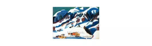 Berge und Häuser im Schnee | Kirchner Kunstkarte