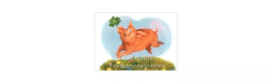 Glücksschwein - Postkarte Neujahr