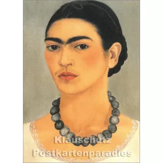 Self-Portrait with Necklace - Tushita Kunstpostkarte von Frida Kahlo