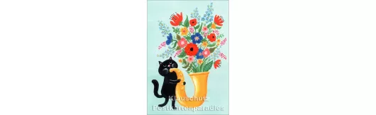 Katze mit Saxophon - Postkarte
