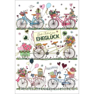 Gute Fahrt ins Eheglück - Doppelkarte zur Hochzeit mit Fahrrädern